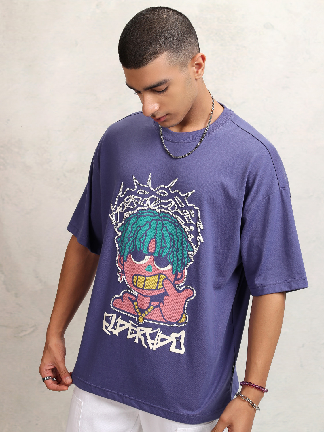 Image of HIGHLANDER Printed Men Round Neck Purple T-Shirt