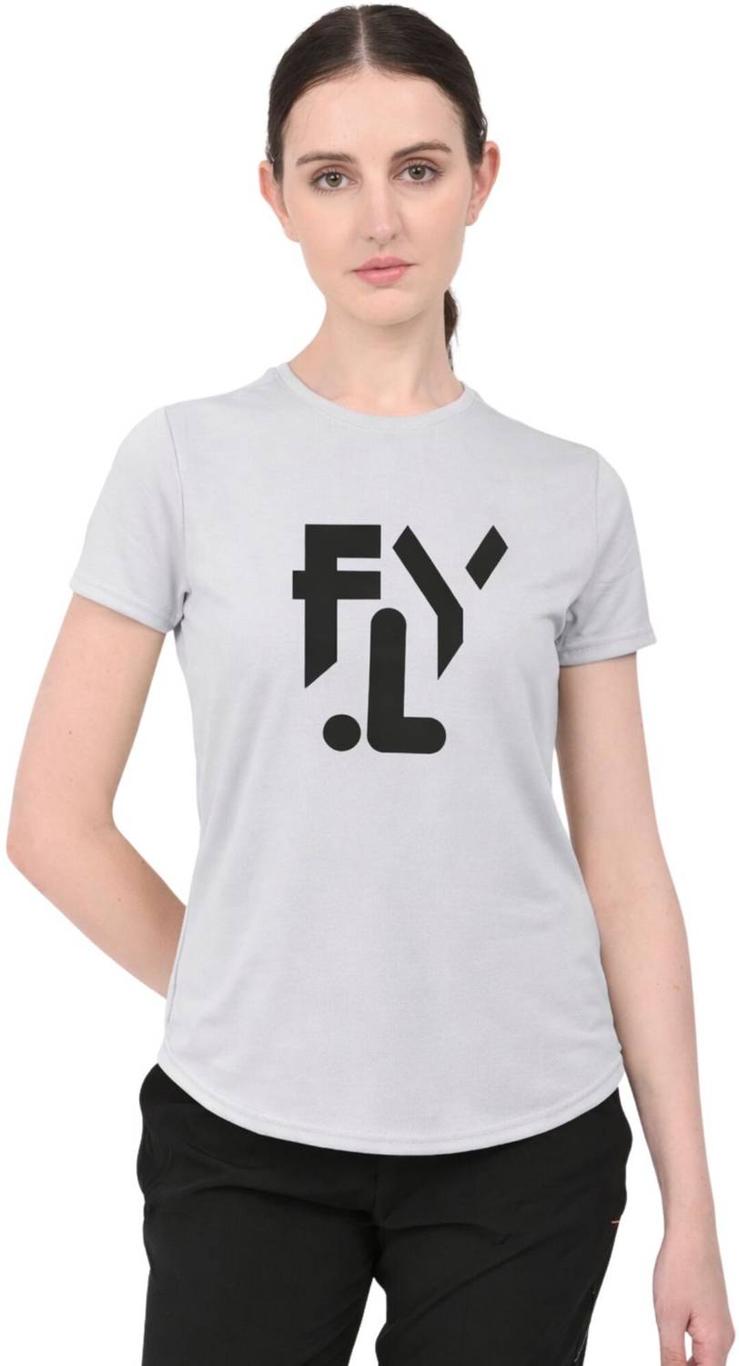 3colors Printed Women Round Neck Grey T-Shirt