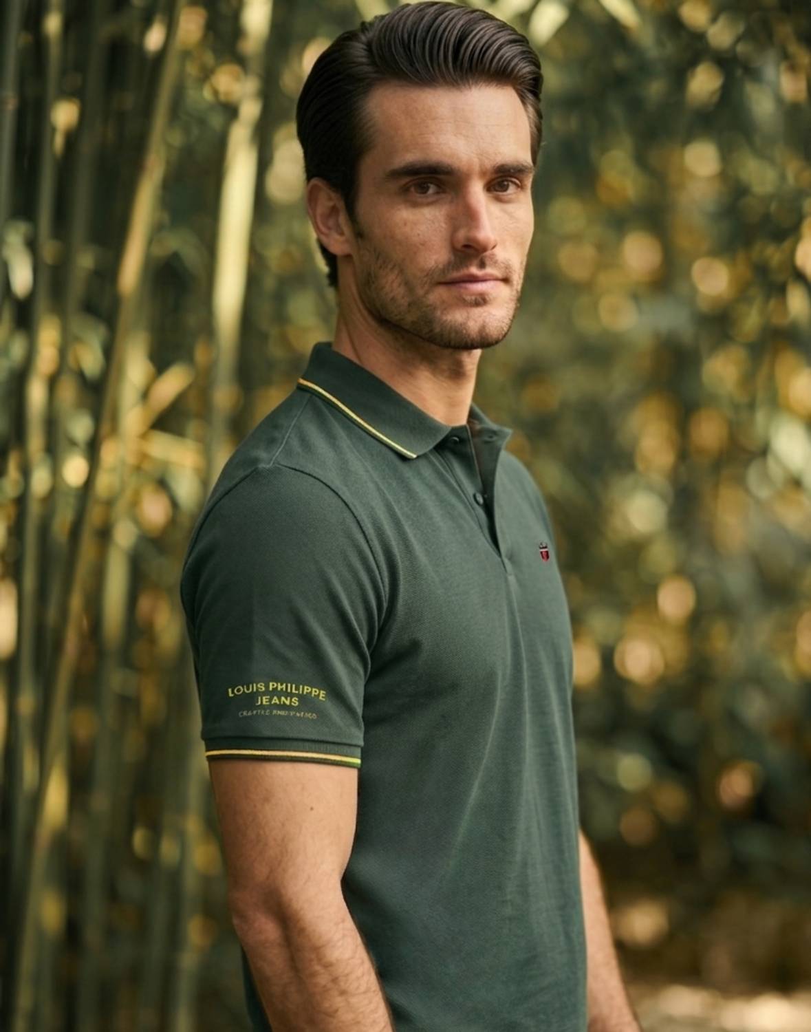 Louis Philippe Dark Green Polo Neck T-Shirt - Image 2