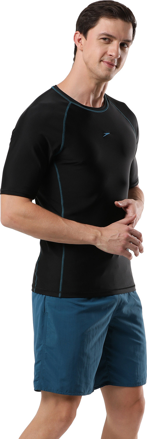Image of SPEEDO Solid Men Round Neck Black T-Shirt