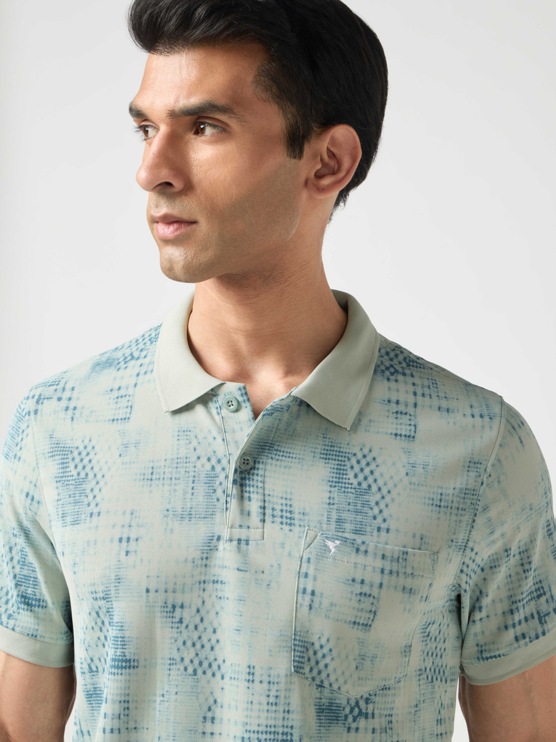 Image of TECHNOSPORT Self Design Men Polo Neck Light Green T-Shirt