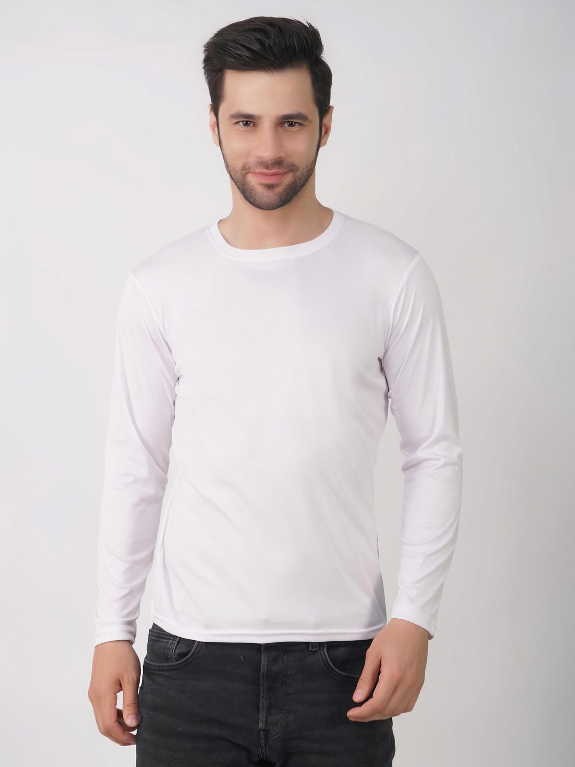 Image of KASPY Solid Men Round Neck White T-Shirt