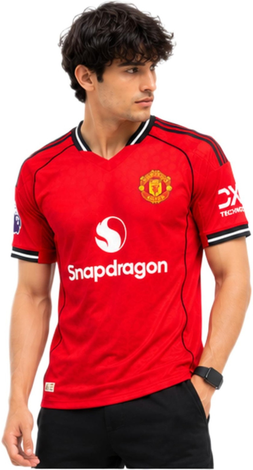 Image of teky Printed Men V Neck Red T-Shirt