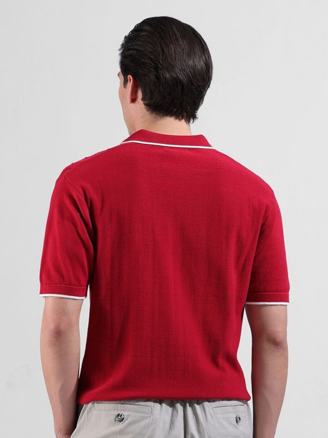 Image of The Indian Garage Co. Self Design Men Polo Neck Maroon T-Shirt