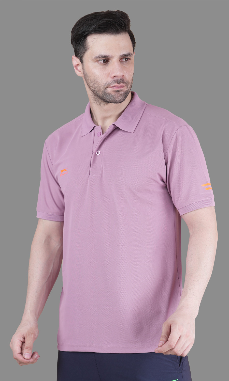 Image of Shiv Naresh Men Solid Polo Neck Polyester Purple T-Shirt