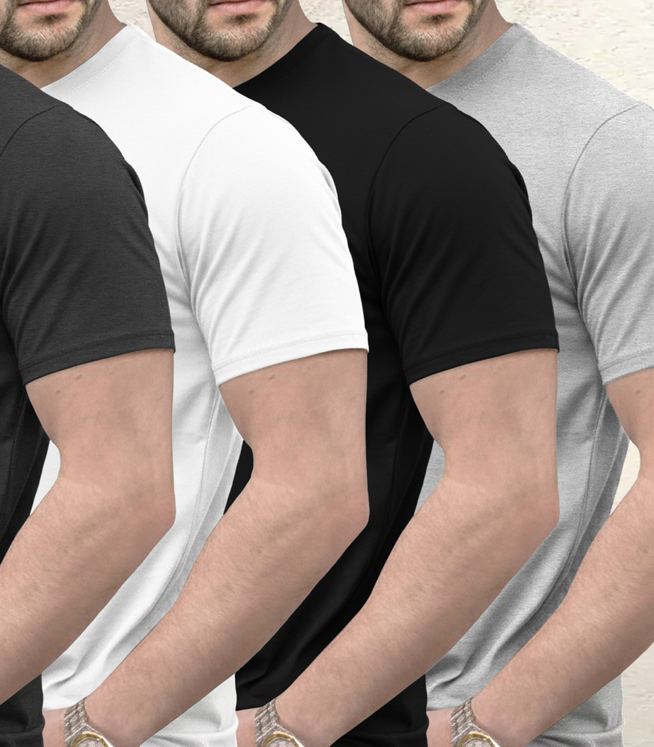 Image of TRIPR Solid Men Round Neck Multicolor T-Shirt
