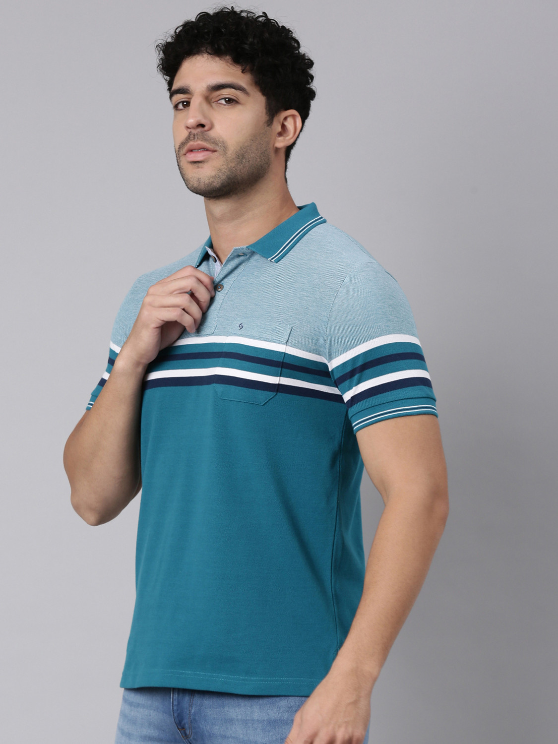 Image of Classic Polo Colorblock Men Polo Neck Multicolor T-Shirt