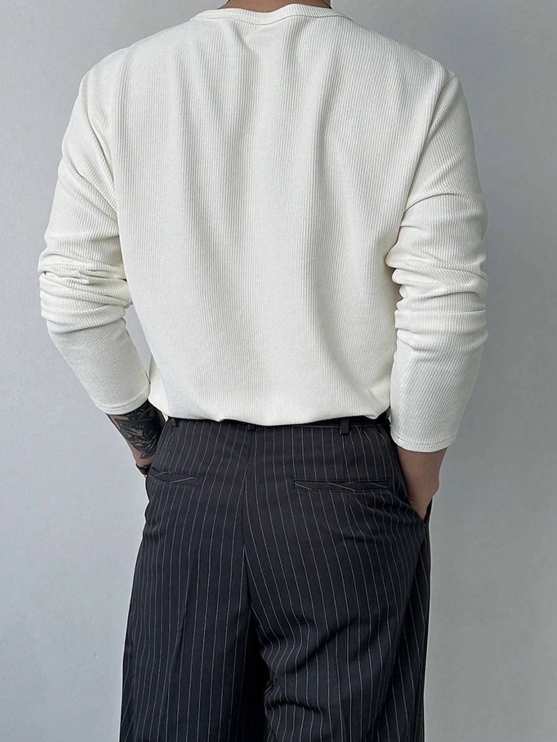 The Modern Soul Men's White Henley Neck T-Shirt - Image 2