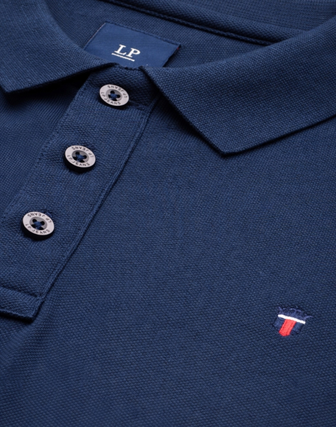 Image of LOUIS PHILIPPE Colorblock Men Polo Neck Blue T-Shirt