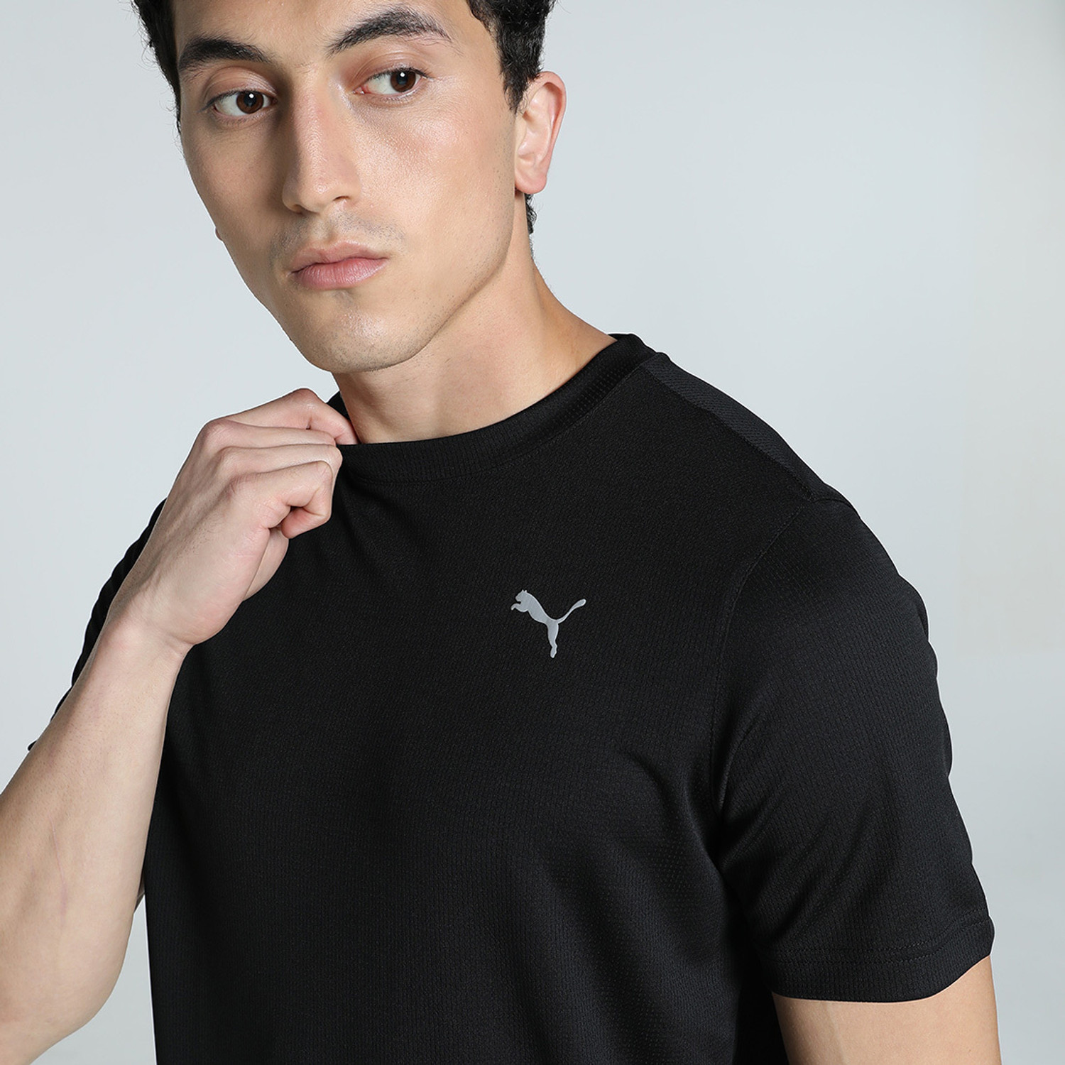 Image of PUMA Printed Men Round Neck Black T-Shirt