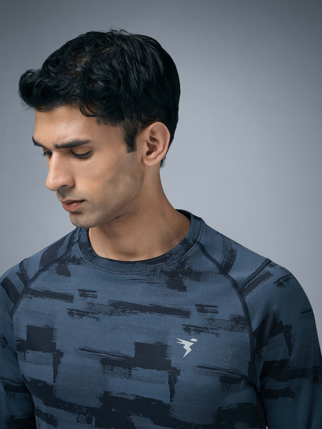 Image of TECHNOSPORT Printed Men Crew Neck Navy Blue T-Shirt