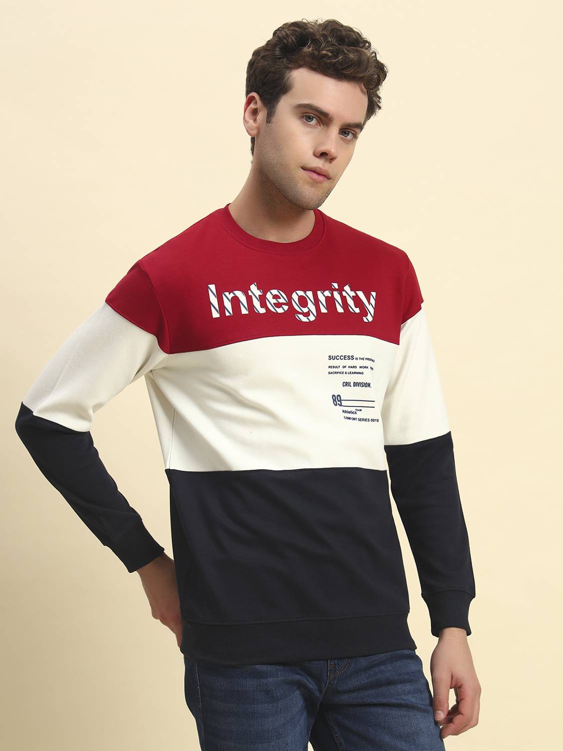 CANTABIL Men Dark Blue Round Neck T-Shirt - Image 4
