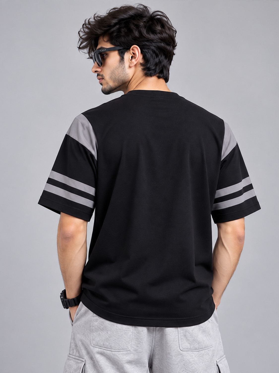 Image of ARTME Men Graphic Print Round Neck Polyester Black T-Shirt