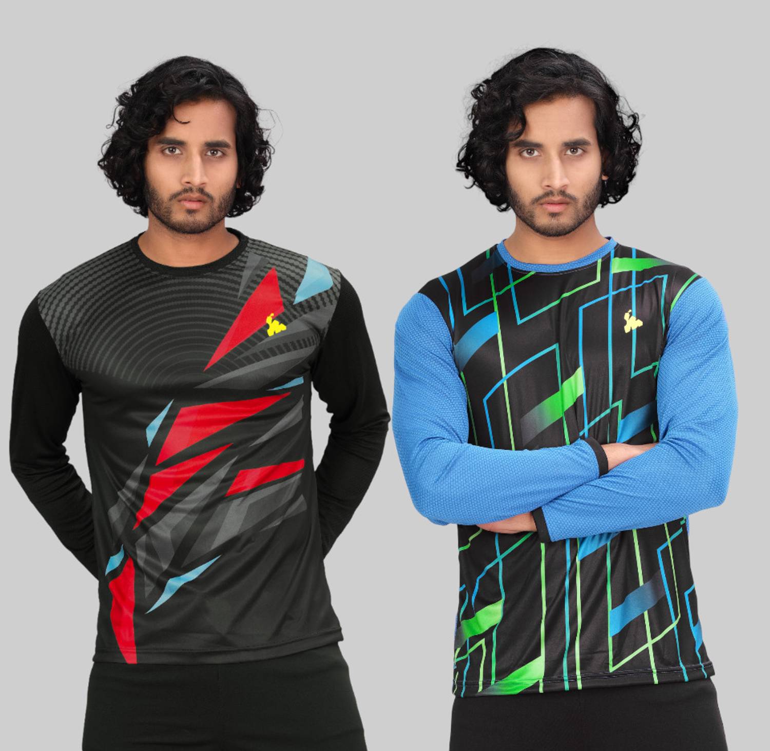 TEES SPORTS Pack of 2 Men Graphic Print Round Neck Polyester Blac
