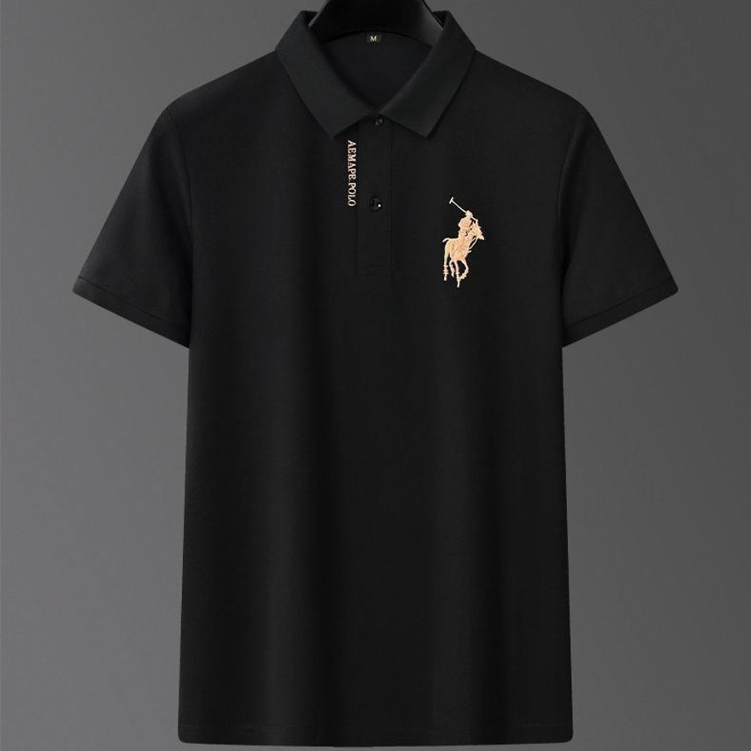 Image of Kesar Collection Sporty, Solid Men Polo Neck Black T-Shirt