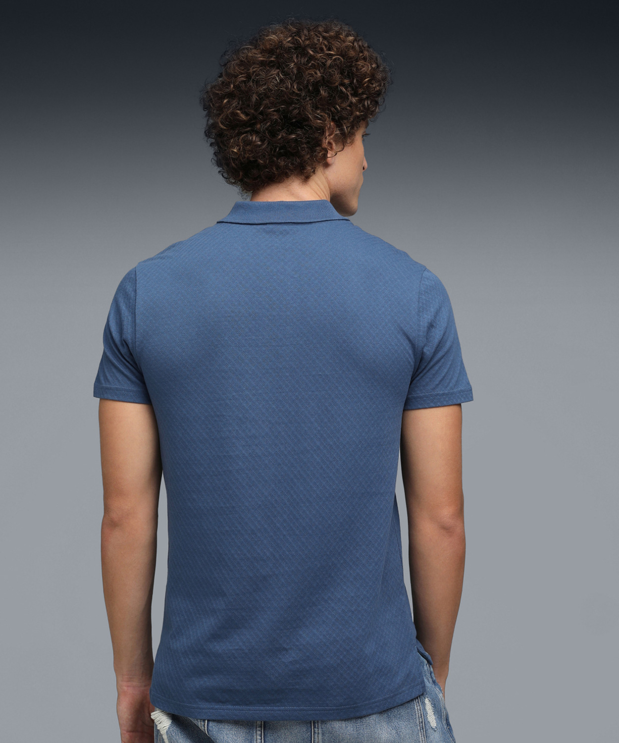 Image of PUMA Self Design Men Polo Neck Blue T-Shirt