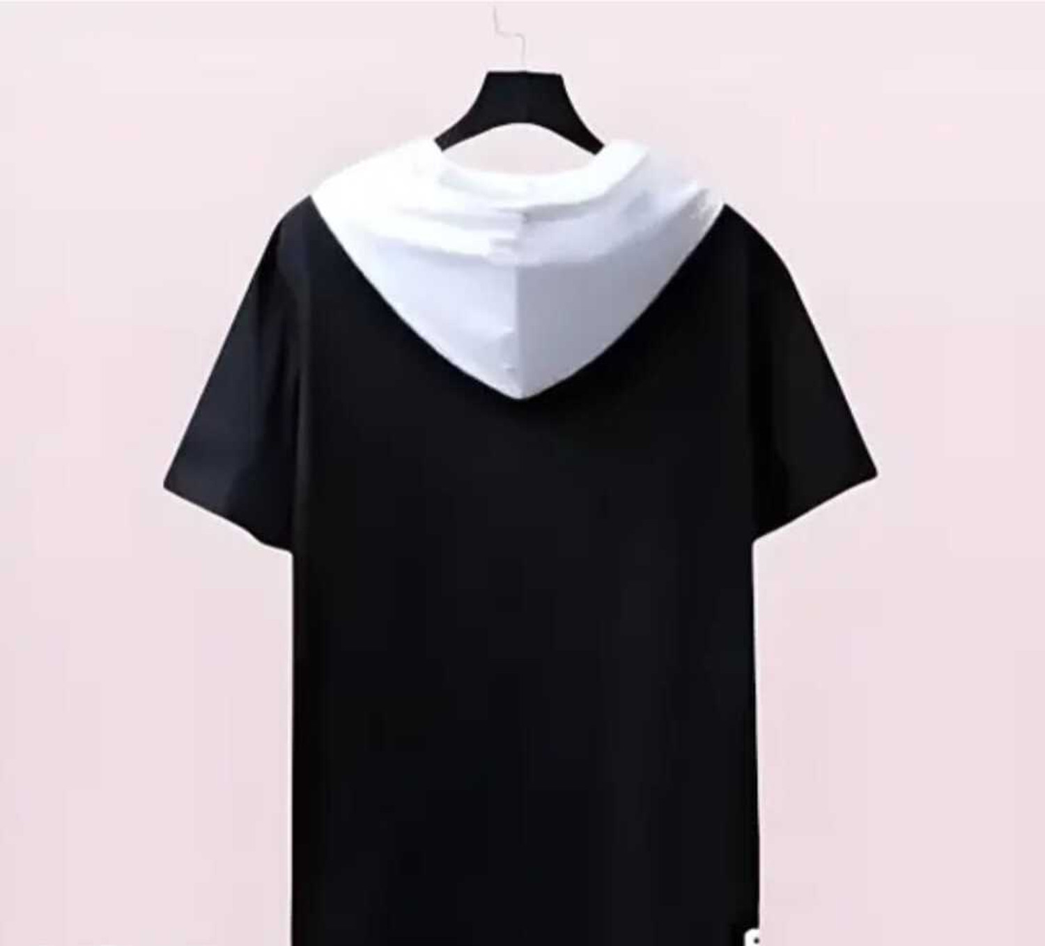 Image of NIMOCLOTHING Solid Men Hooded Neck Black, White T-Shirt