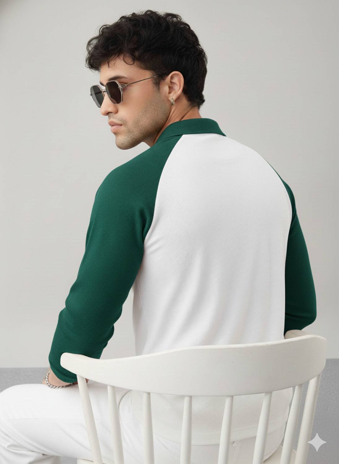 Try Men Zip Neck Green T-Shirt - Image 3