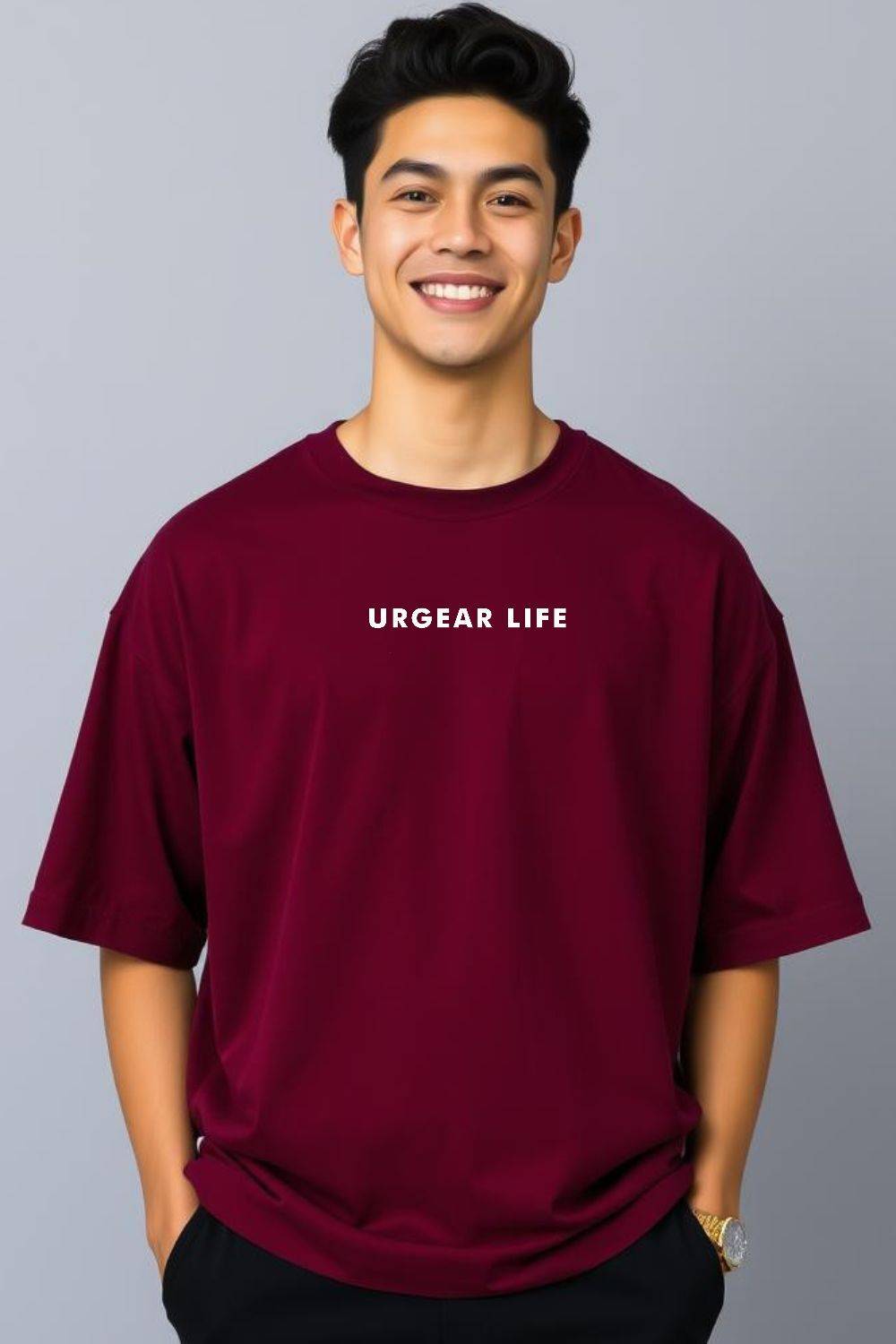UrGear Men Solid Round Neck Cotton Blend Red T-Shirt