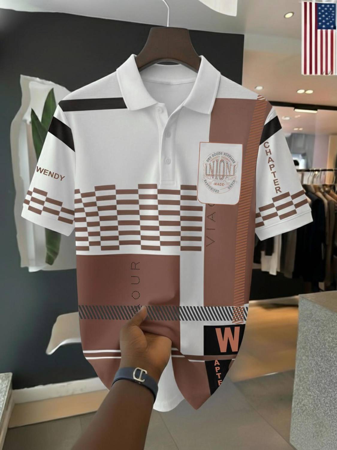 AUSK Printed Men Polo Neck White, Grey T-Shirt