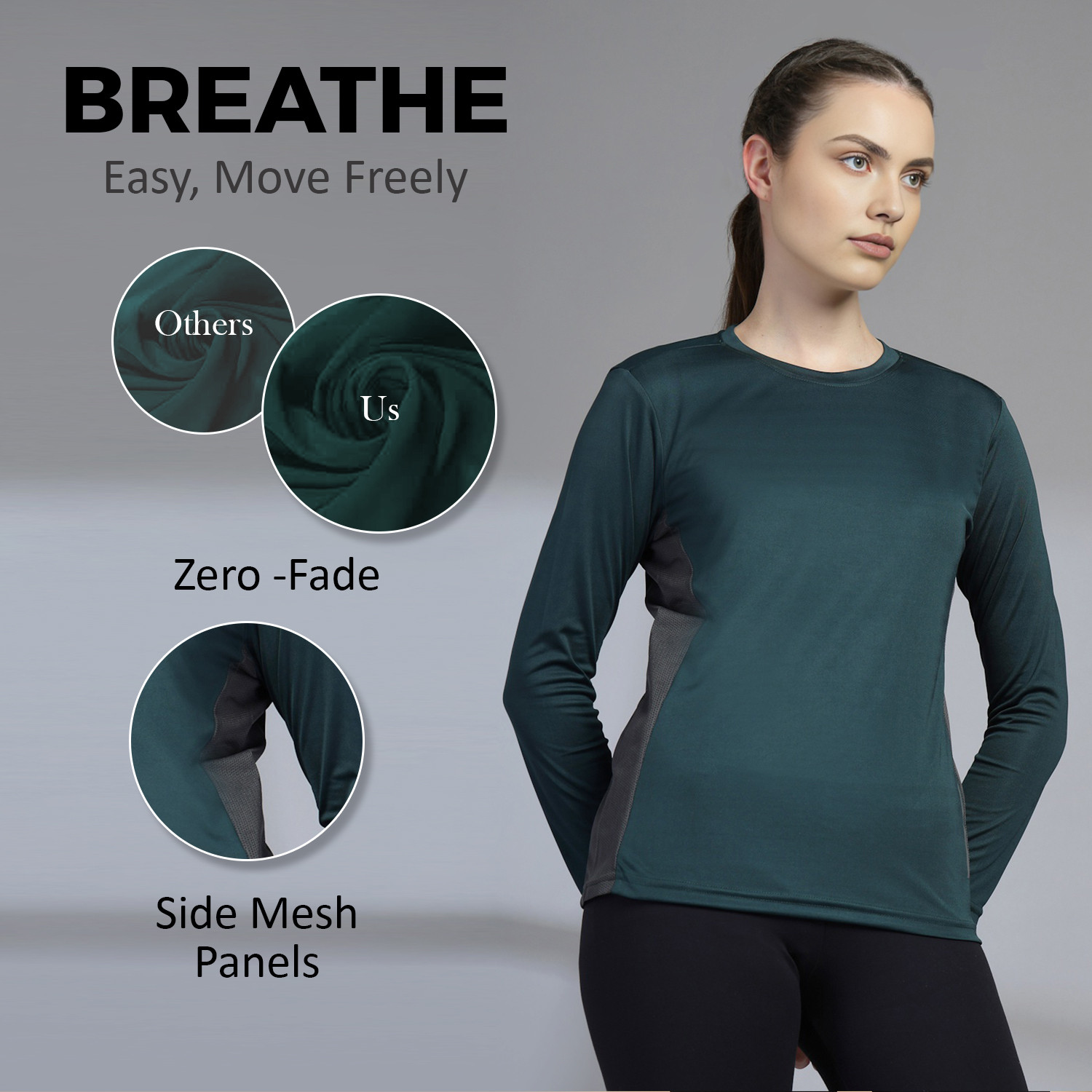Image of CHKOKKO Solid Women Round Neck Green T-Shirt