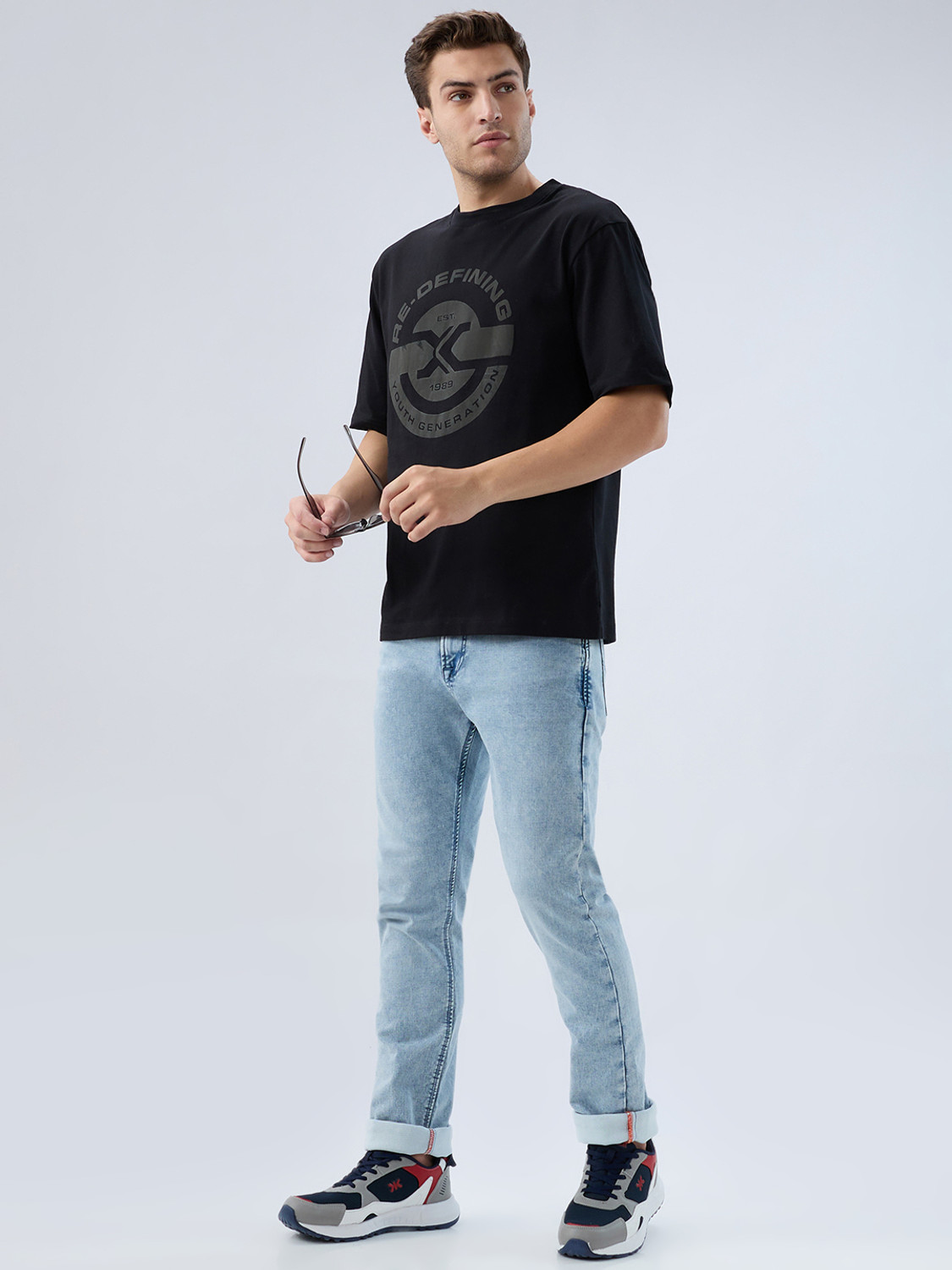 Image of KILLER Solid Men Round Neck Black T-Shirt