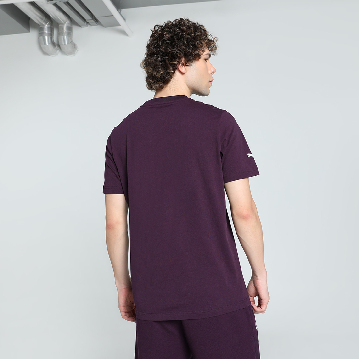 Image of PUMA Printed Men Crew Neck Purple T-Shirt