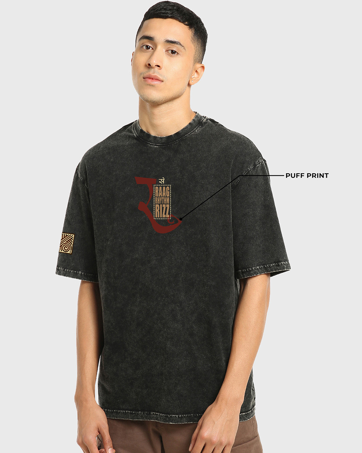 Image of BEWAKOOF Graphic Print Men Round Neck Black T-Shirt