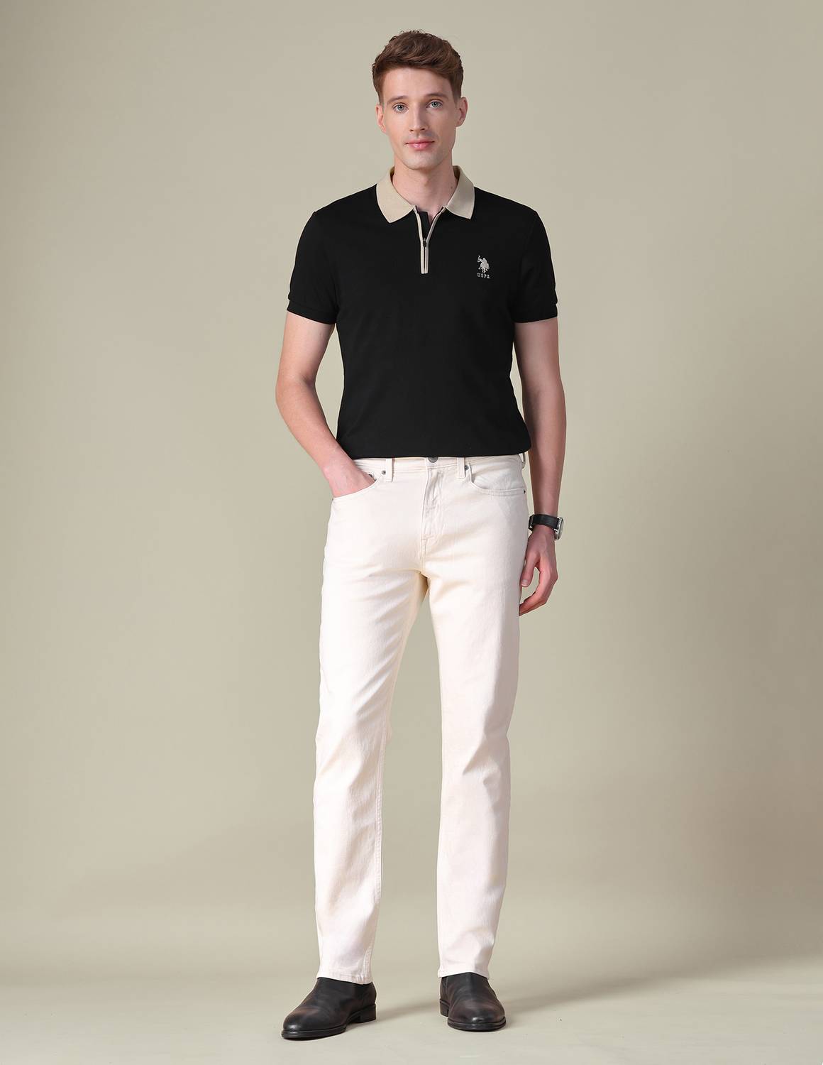 U.S. Polo Assn. Men Black Polo Neck T-Shirt - Image 5