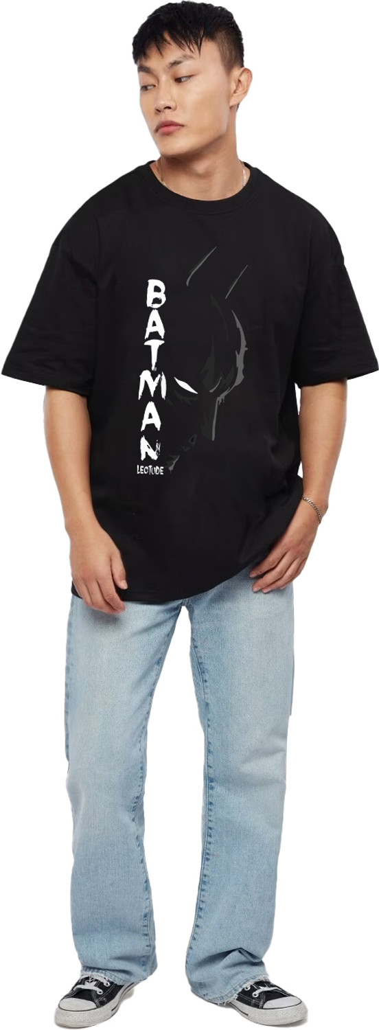 Image of Leotude Printed Men Round Neck Black T-Shirt