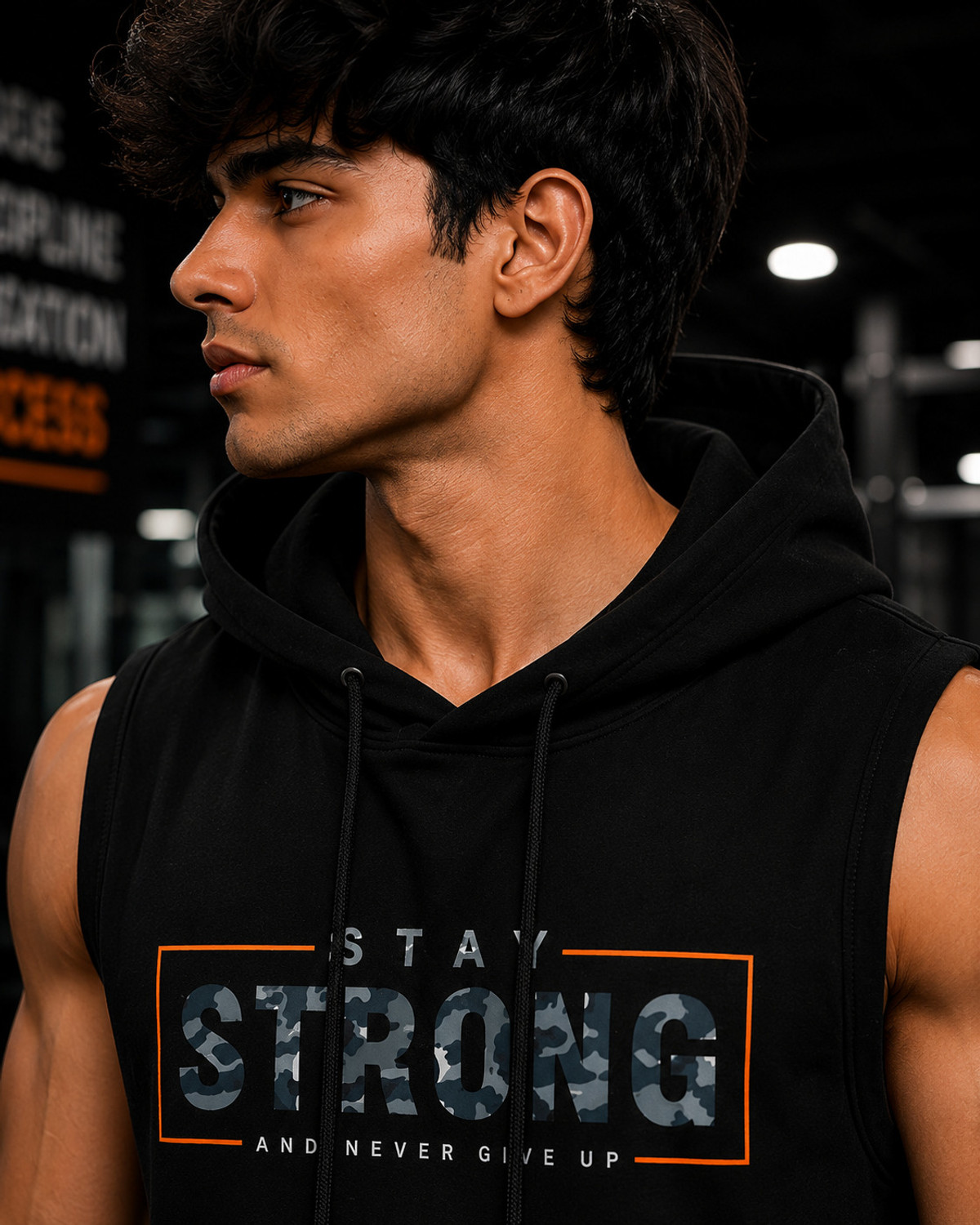Image of HOOKAHPATI Printed Men Hooded Neck Black T-Shirt