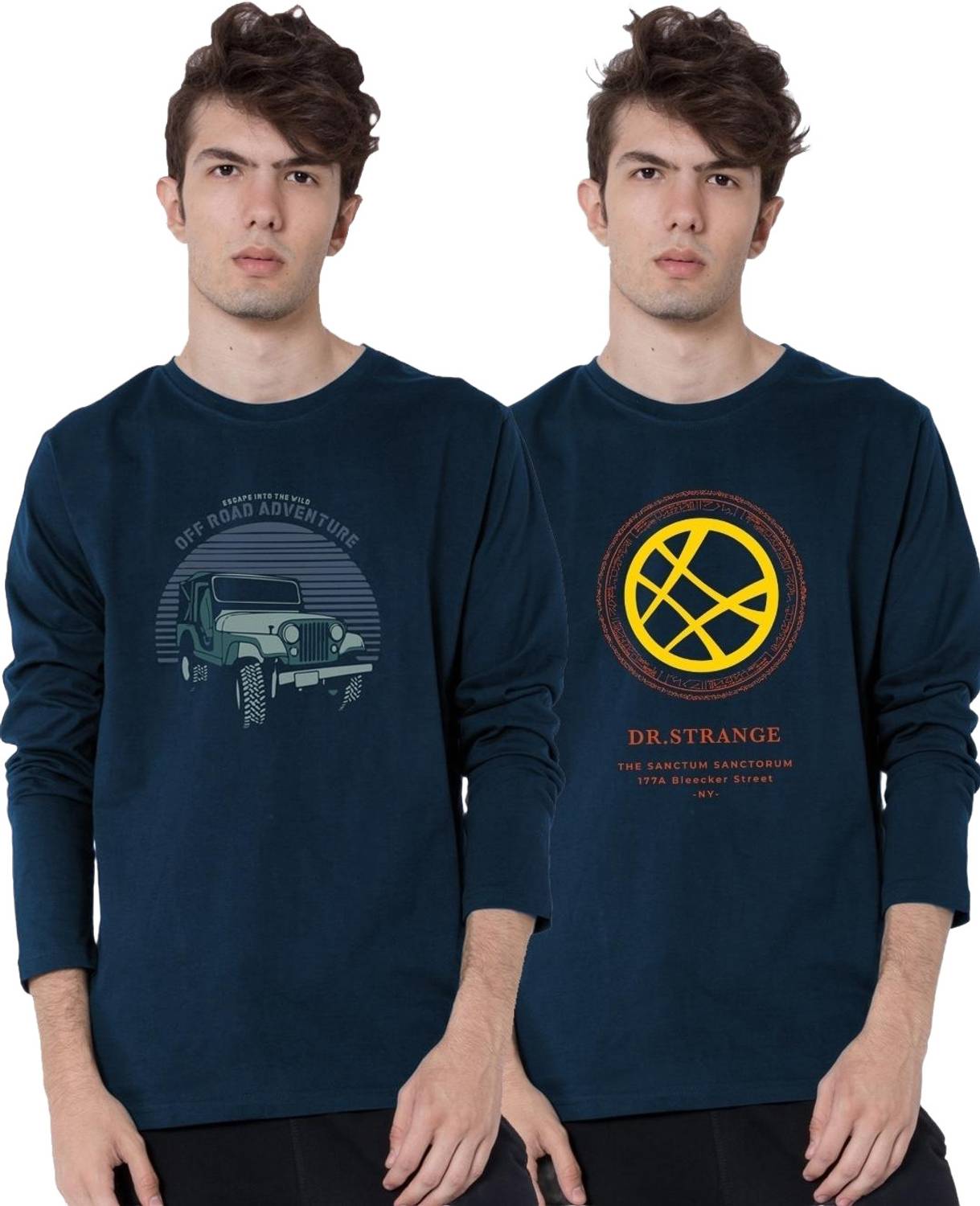 BEWAKOOF Printed, Graphic Print Men Round Neck Blue T-Shirt