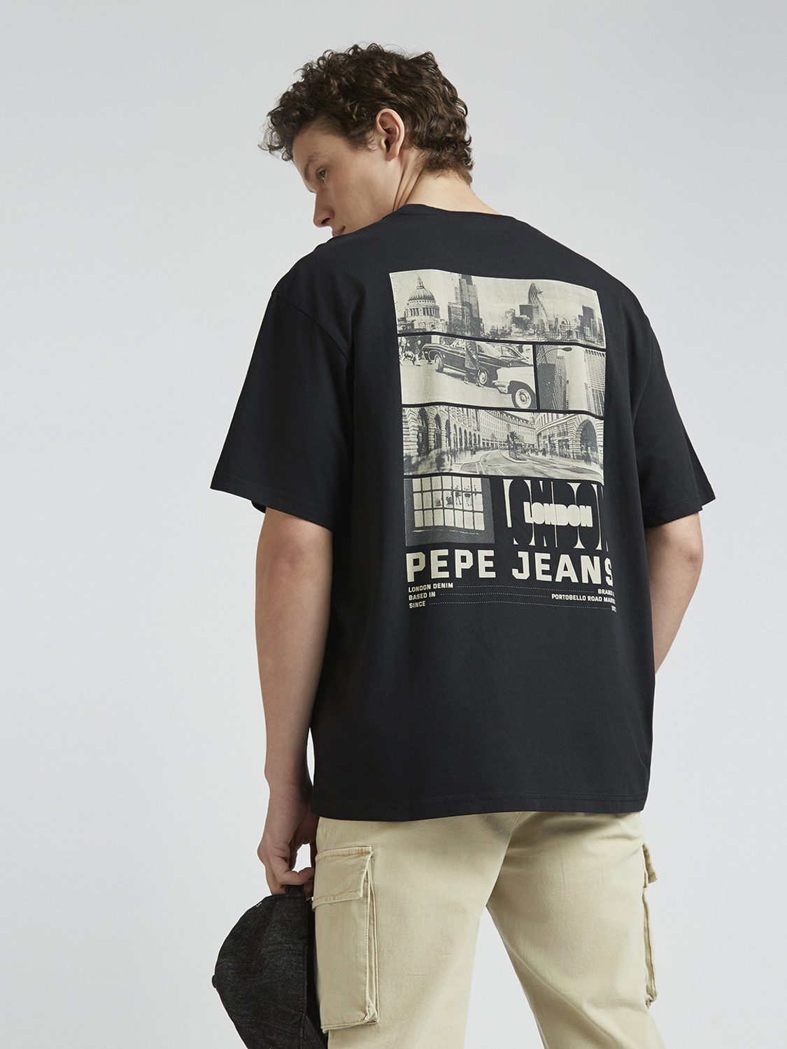 Image of Pepe Jeans Printed Men Crew Neck Black T-Shirt
