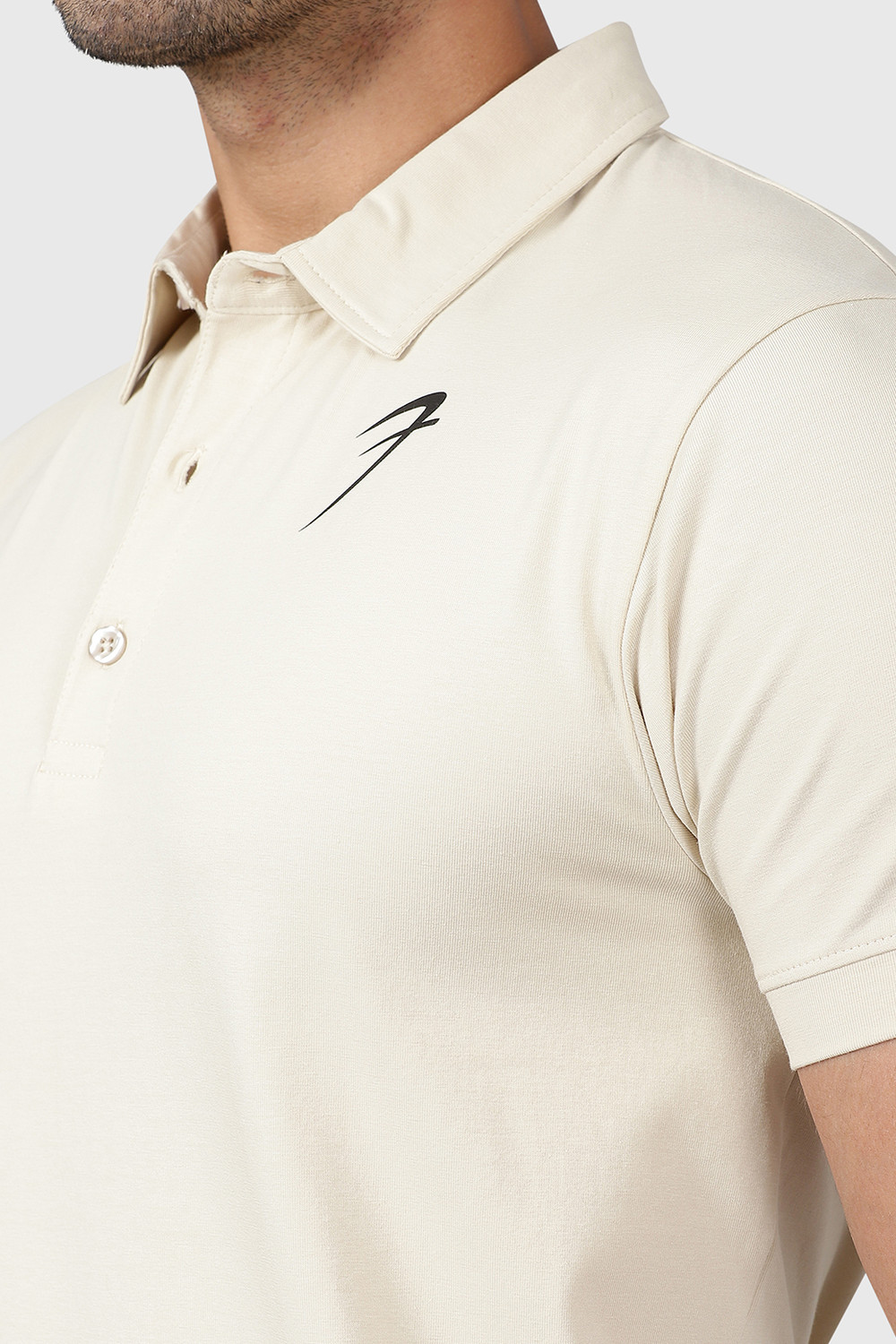 Image of FuaarK Solid Men Polo Neck Beige T-Shirt