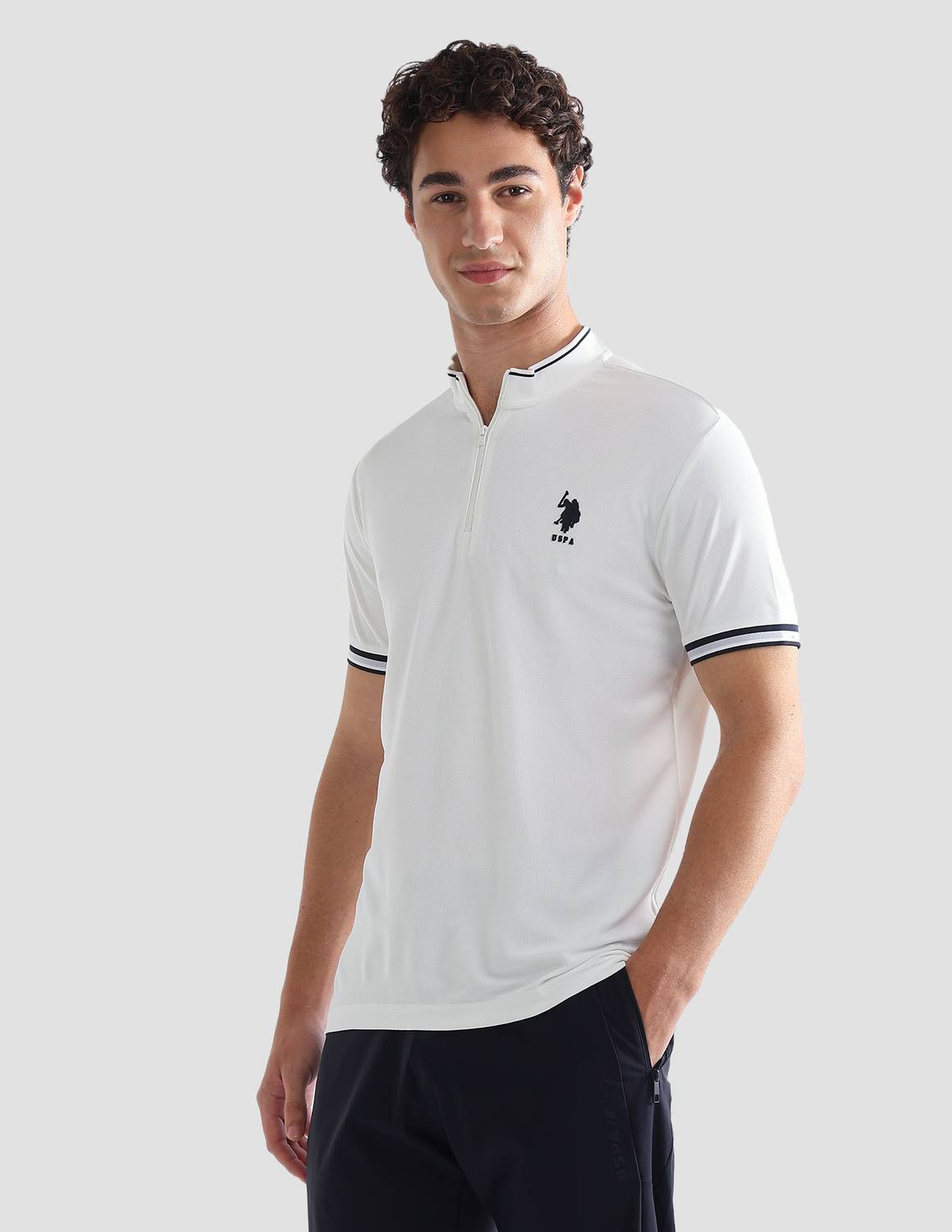 U.S. POLO ASSN. Men White Polo Neck T-Shirt - Image 4