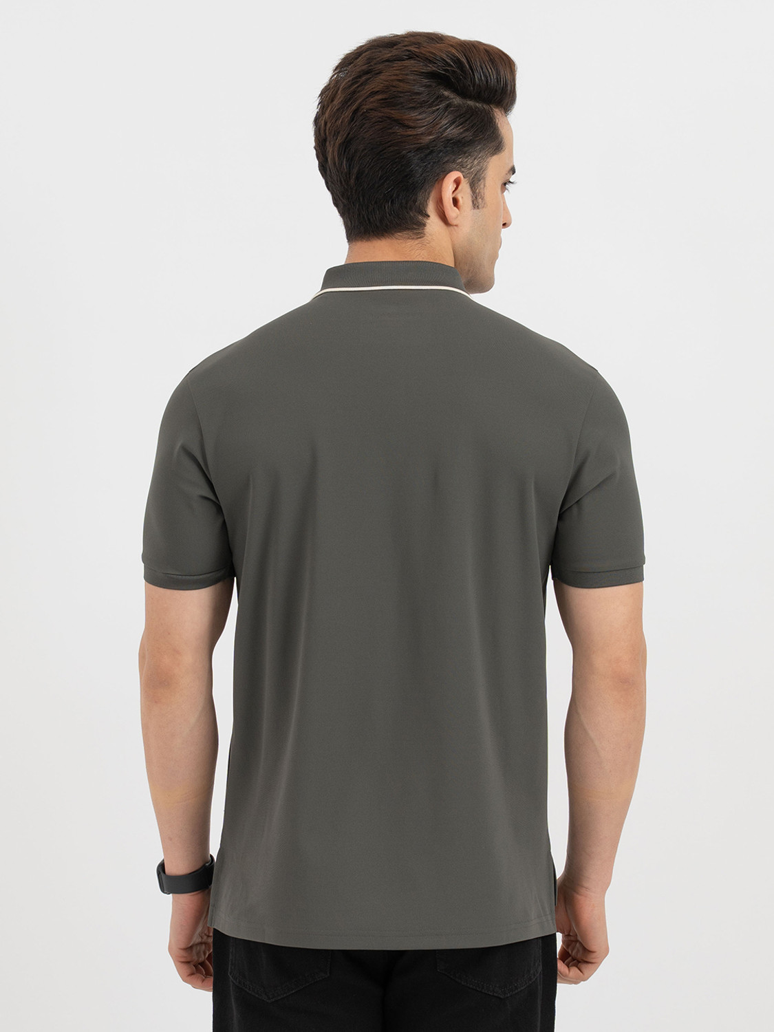 Image of RED TAPE Solid Men Polo Neck Green T-Shirt