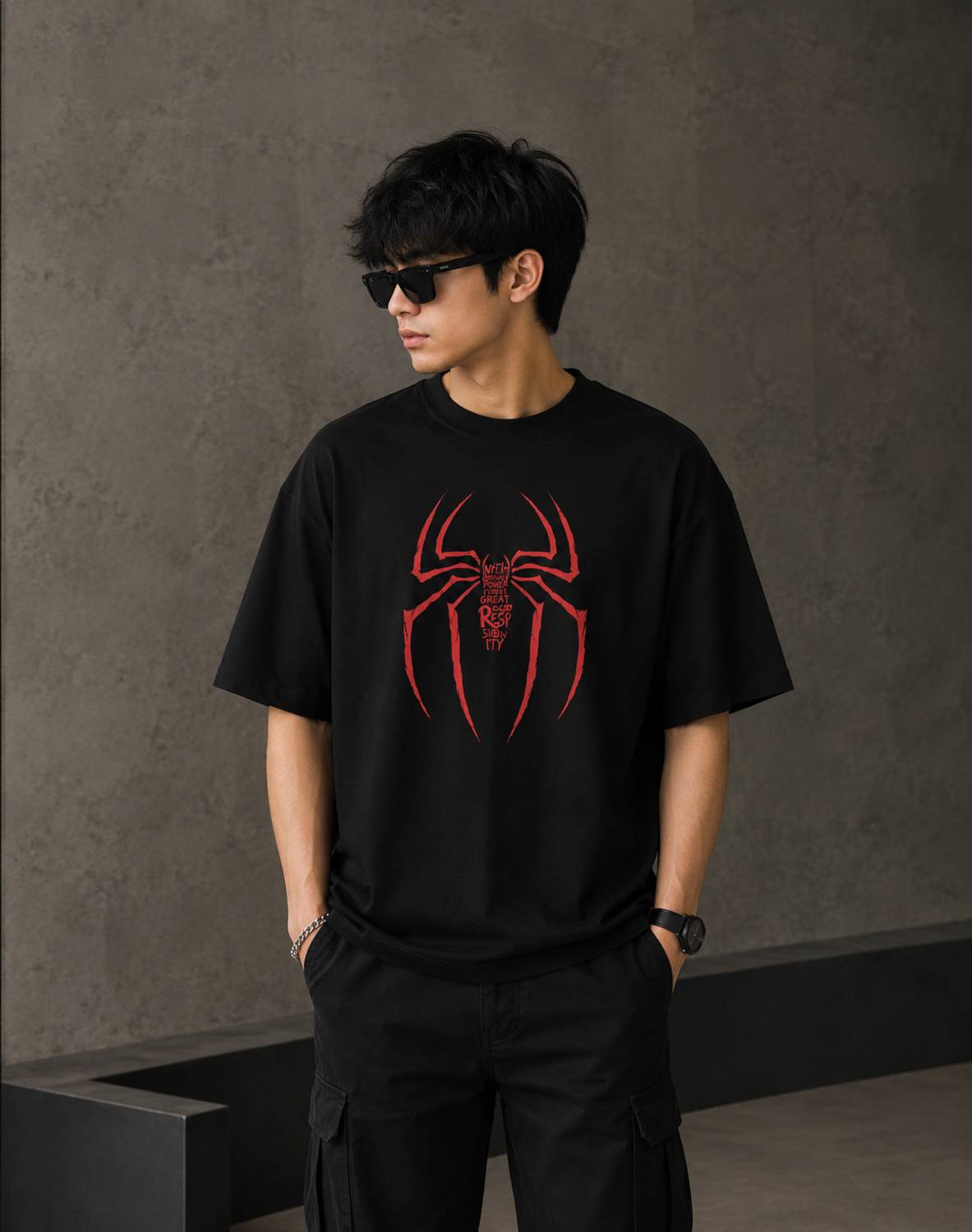 AtulTECH Men Black Round Neck T-Shirt - Image 1