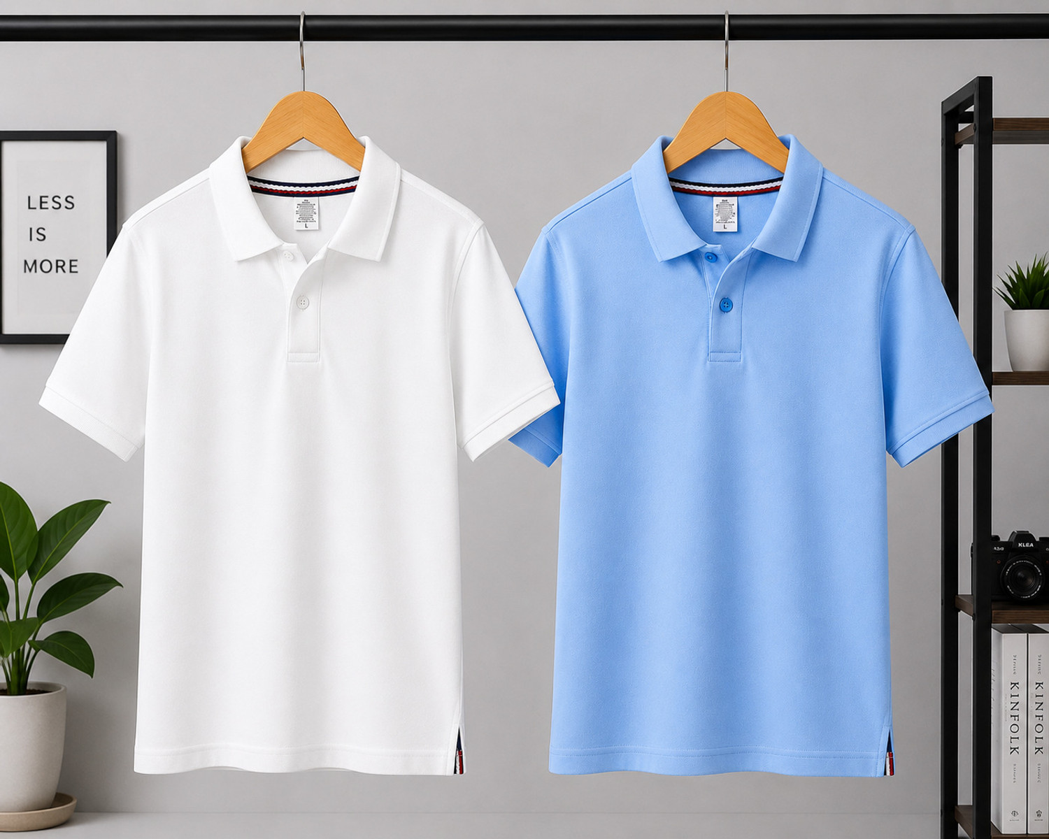 Image of tshirt Solid Men Polo Neck Light Blue, White T-Shirt