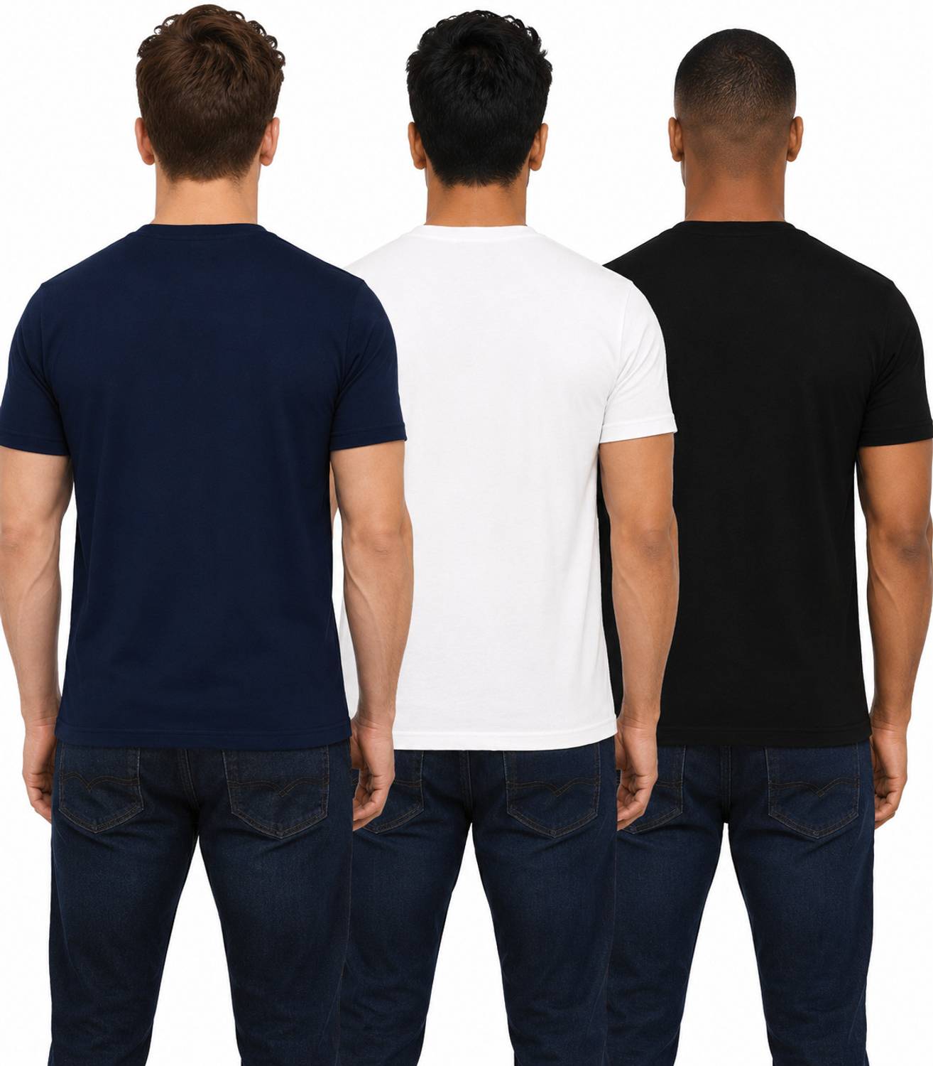 London Hills Men Round Neck Blue T-Shirt Pack of 3 - Image 2