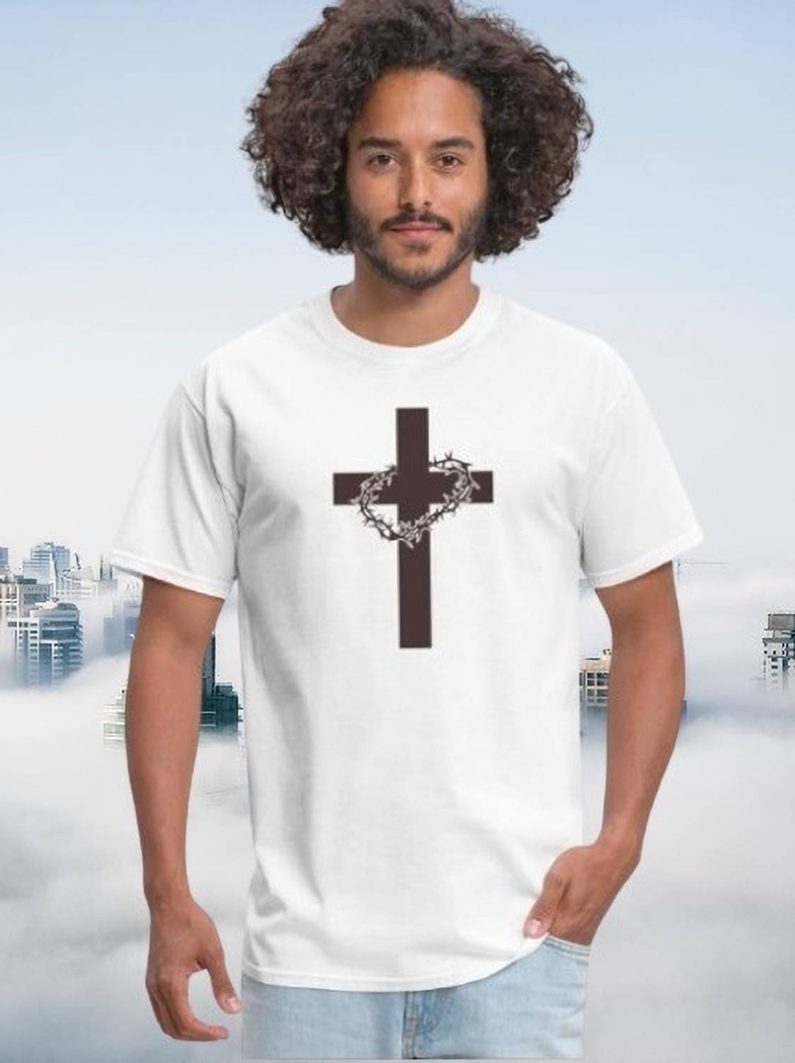 Blood Moon Printed, Graphic Print Men Round Neck White T-Shirt