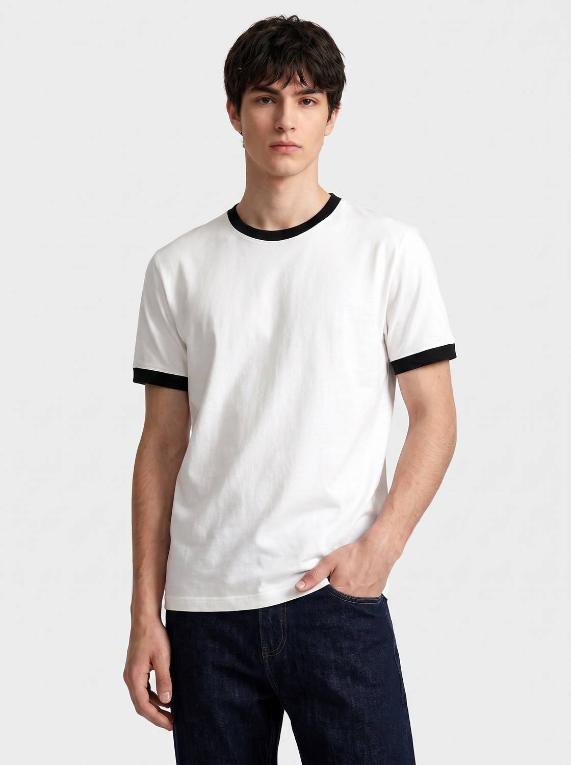Comic Times Colorblock Men White T-Shirt