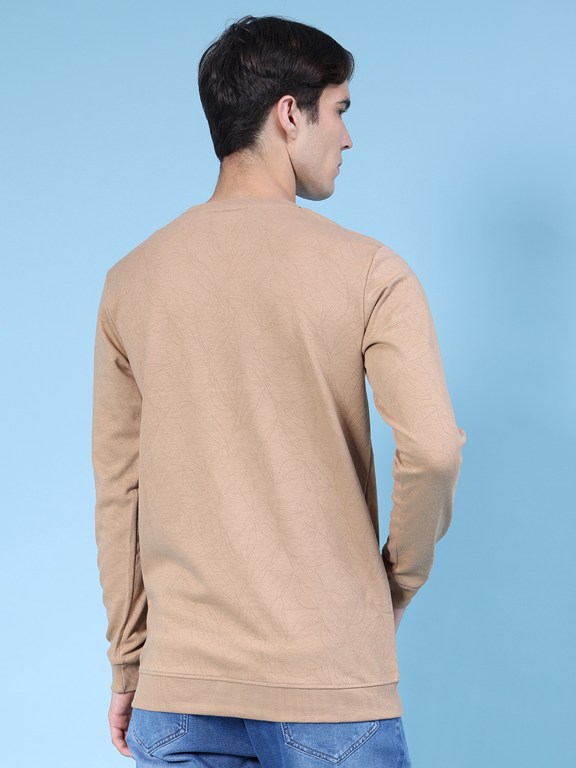 Image of V-MART Solid Men Round Neck Beige T-Shirt
