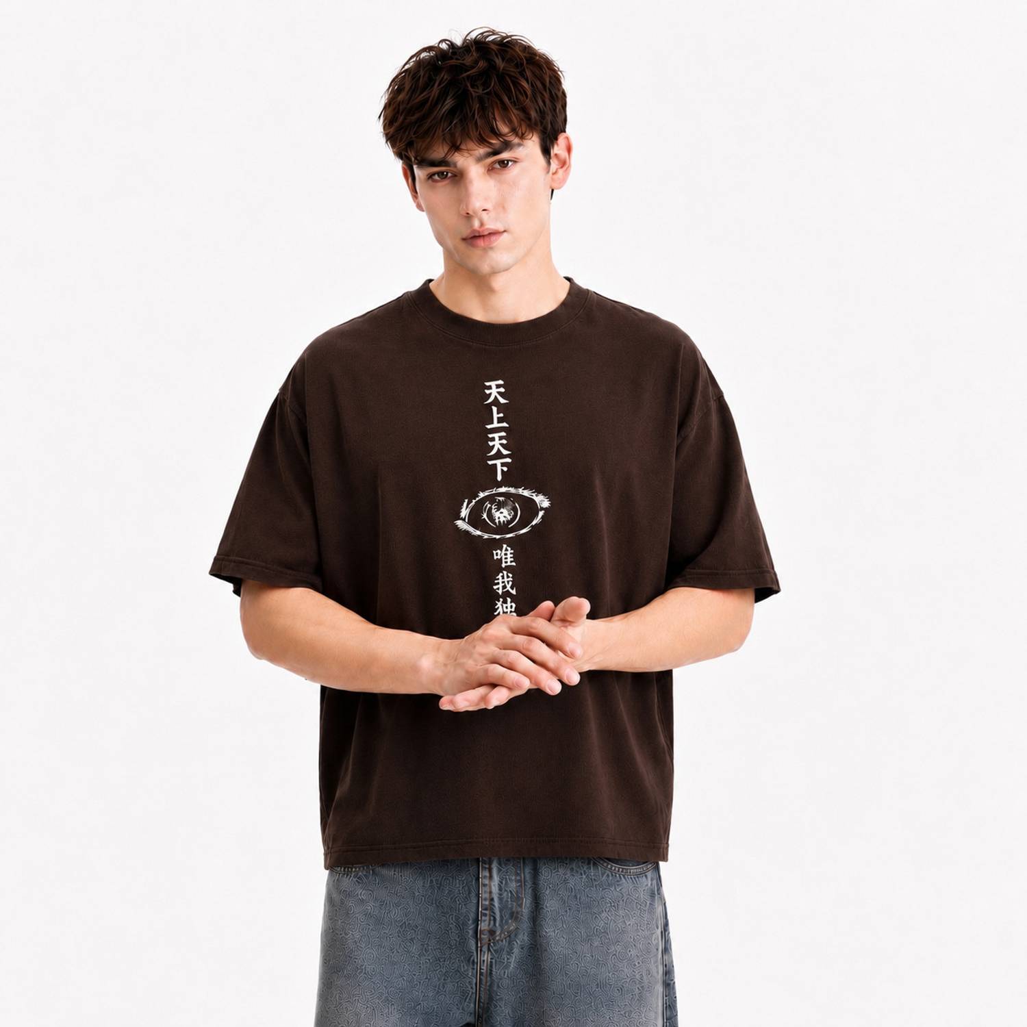SKW Brown Men's Round Neck T-Shirt - Image 2