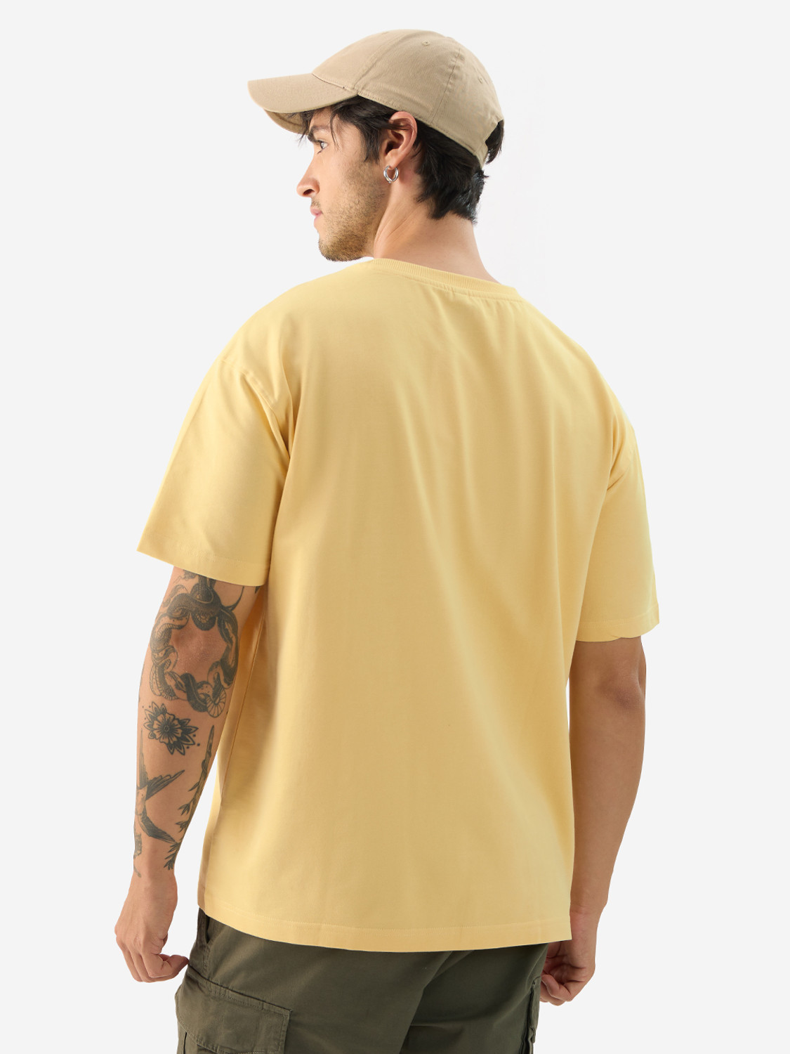 Image of The Souled Store Graphic Print Men Round Neck Yellow T-Shirt