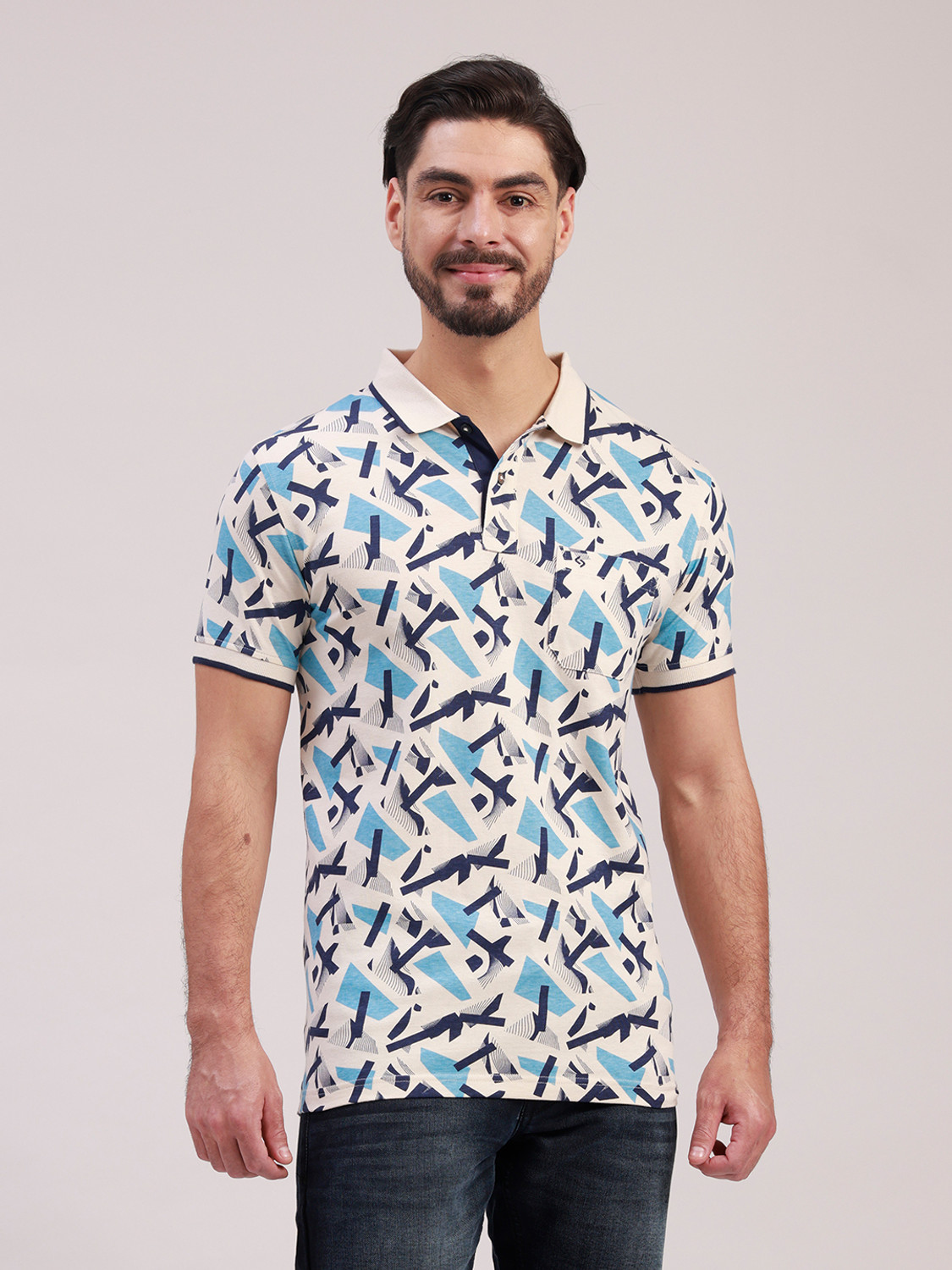 Image of Classic Polo Printed Men Polo Neck Multicolor T-Shirt