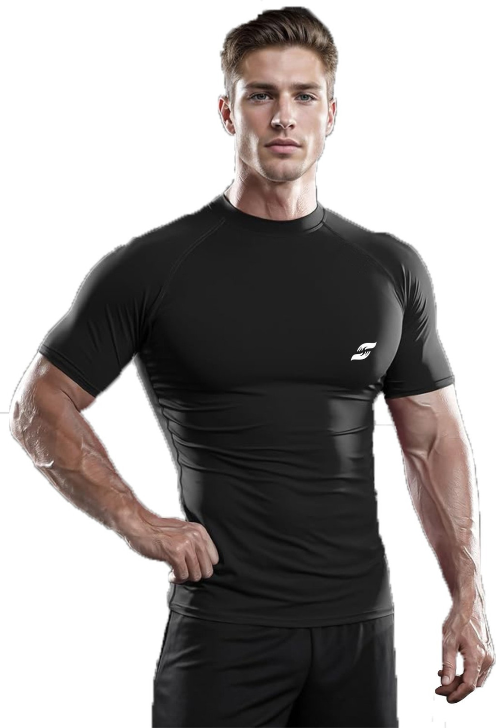 Image of Just Care Solid Men Round Neck Black T-Shirt