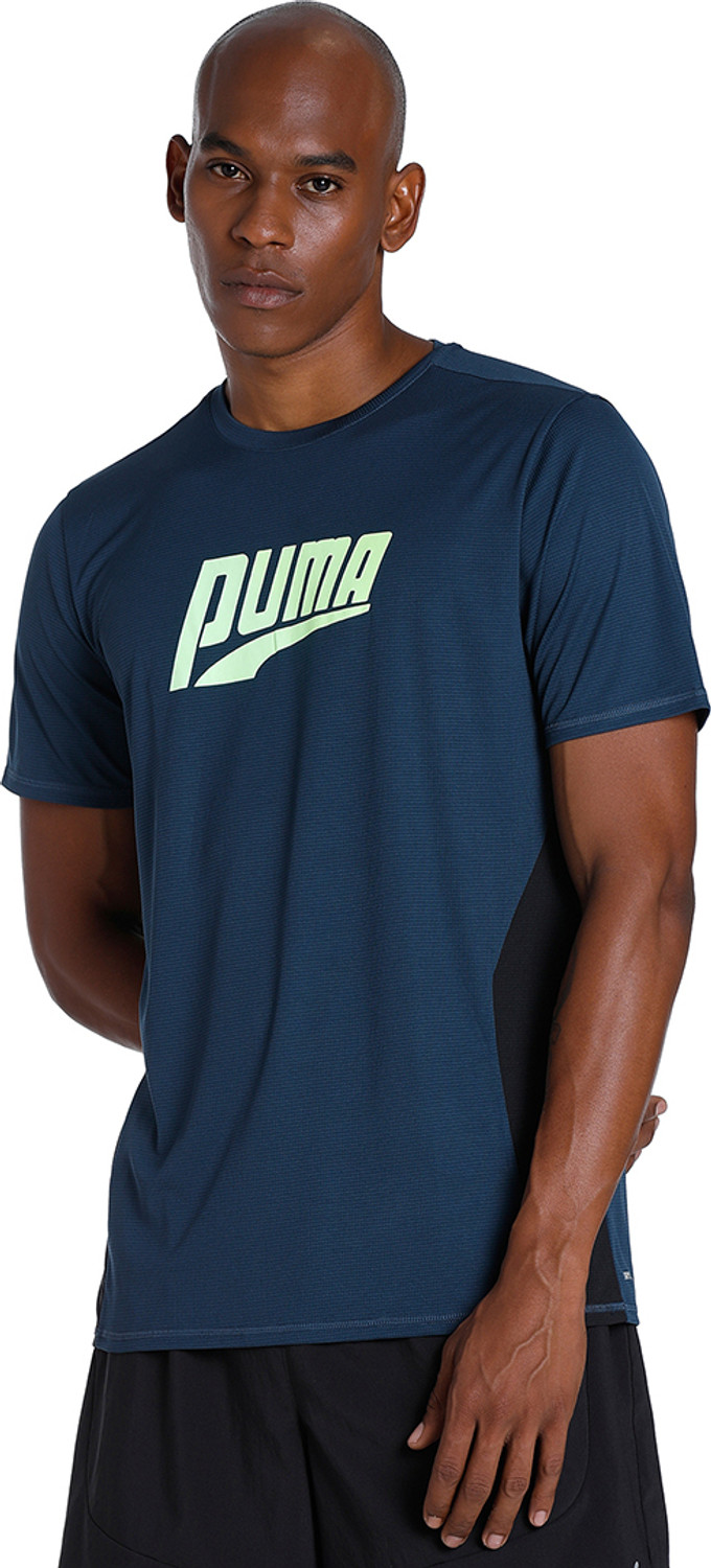 Image of PUMA Solid Men Crew Neck Blue T-Shirt