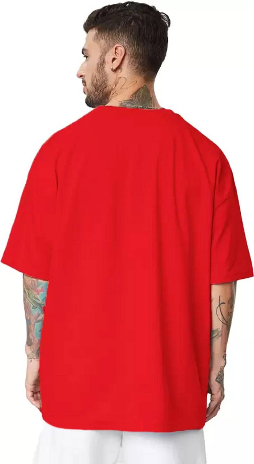 Leotude Printed Men Round Neck Red T-Shirt - Image 3