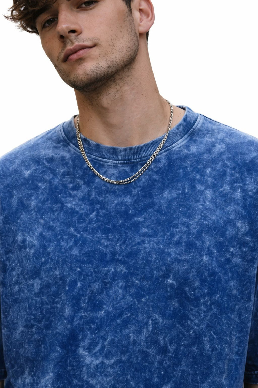 Image of BEEFITS Washed Men Crew Neck Blue T-Shirt