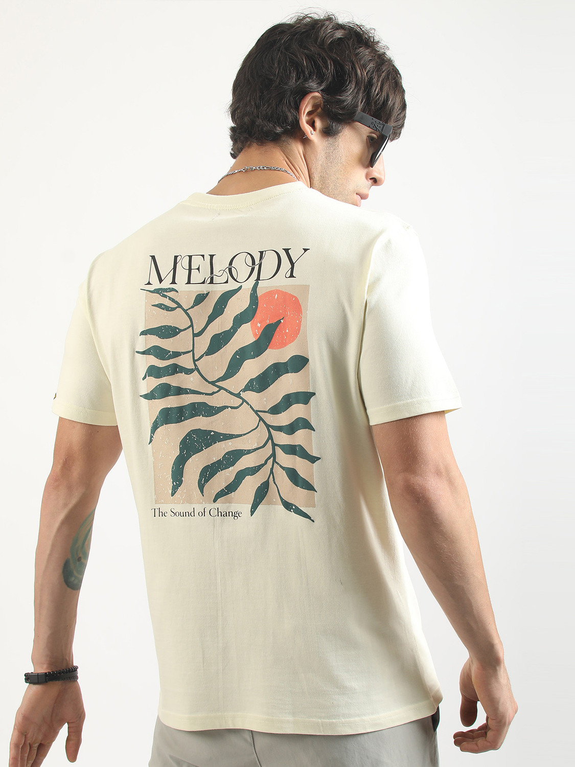 Image of MANIAC Men Printed Round Neck Pure Cotton White, Black, Green T-Shirt
